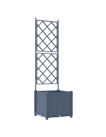 Vaso da Giardino con Trellis Grigio 40x40x143 cm