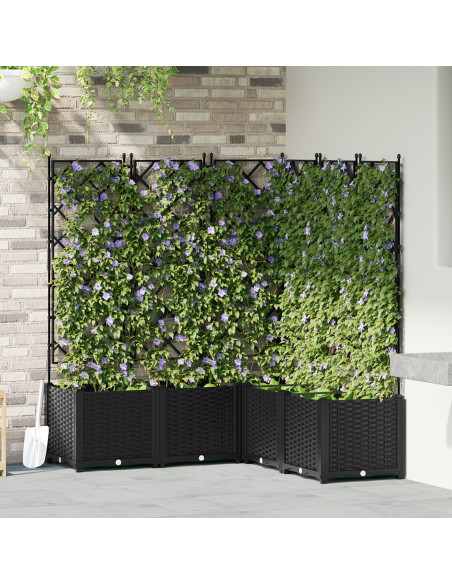 Vaso da Giardino con Trellis 5 pz Nero 120x120x143 cm