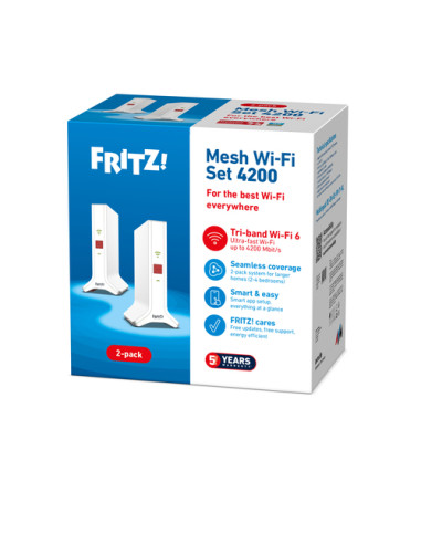FRITZ!Repeater FRITZ!Mesh Set 4200 2-pack Edition International Ripetitore di rete 4200 Mbit/s Rosso, Bianco