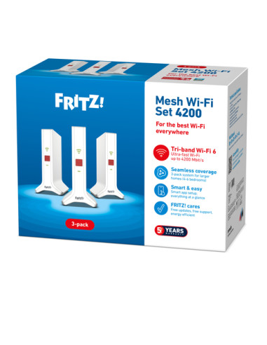 FRITZ!Repeater FRITZ!Mesh Set 4200 3-pack Edition Inter Ripetitore di rete 4200 Mbit/s Rosso, Bianco