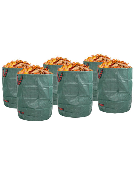 Sacchi per Rifiuti da Giardino  con Manici 12 pcs Pieghevoli Rotondi Verdi 300 L