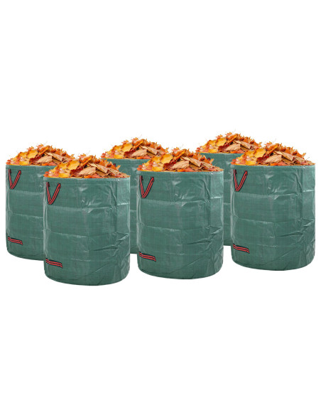 Borse per Rifiuti da Giardino  con Maniglie 12 pz Pieghevoli Rotonde Verdi 272 L