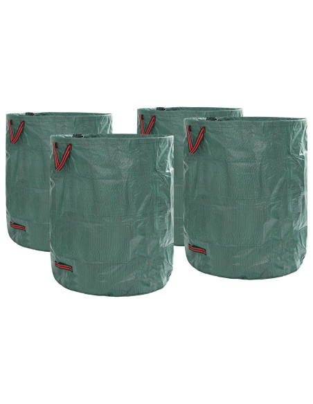 Borse per rifiuti da giardino  con manici 4 pezzi pieghevoli rotonde verdi 500 L