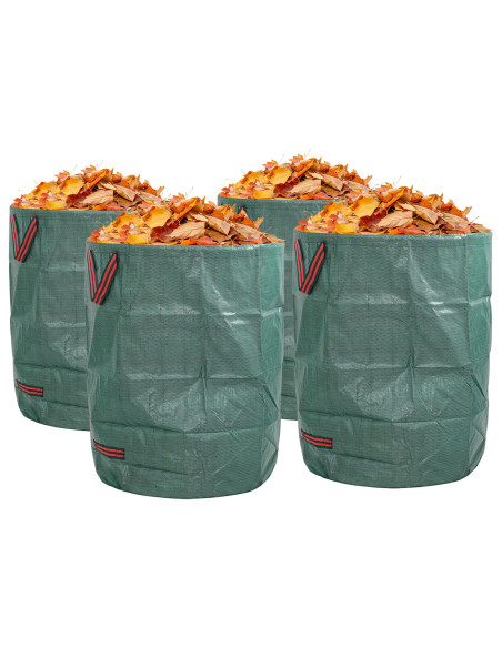 Sacchi per Rifiuti da Giardino con Manici 4 pcs Pieghevoli Rotondi Verdi 300 L