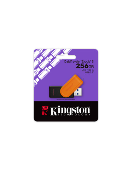 Kingston Technology DataTraveler 256GB Portable USB 3.2 Gen 1 Exodia S (Nero/Arancia)