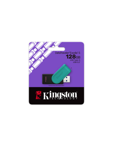 Kingston Technology DataTraveler 128GB Portable USB 3.2 Gen 1 Exodia S (Nero/Turchese)