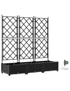 Vaso da giardino 3 pcs Nero Acciaio