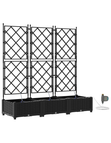 Vaso da giardino 3 pcs Nero Acciaio