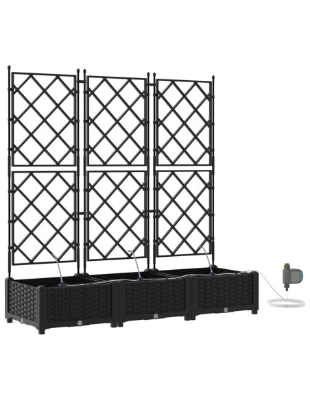 Vaso da giardino 3 pcs Nero Acciaio