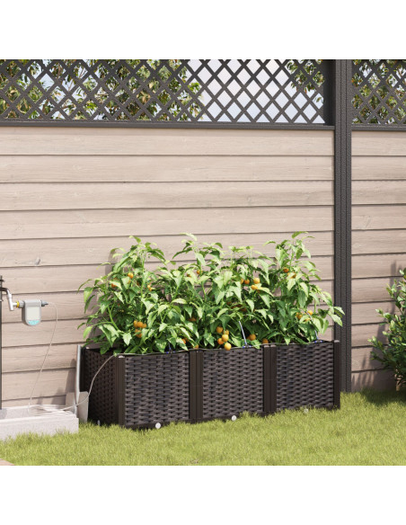 Vasi da Giardino con Sistema di Irrigazione 3 pz Marrone