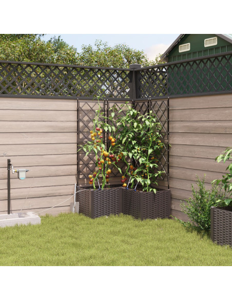 Vasi da Giardino con Sistema di Irrigazione 3 pz Marrone
