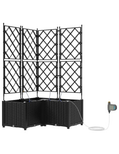 Vaso da giardino 3 pcs Nero Acciaio