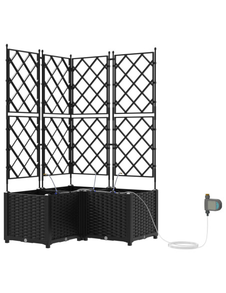 Vaso da giardino 3 pcs Nero Acciaio