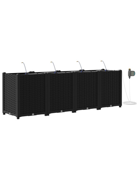 Vaso da giardino 4 pcs Nero 160 x 40 x 53 cm Acciaio