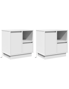 Armadio da Notte con cassetto 2 pcs Bianco 50 x 34,5 x 50 cm.