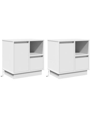 Armadio da Notte con cassetto 2 pcs Bianco 50 x 34,5 x 50 cm.