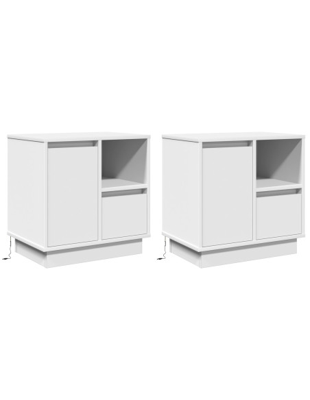 Armadio da Notte con cassetto 2 pcs Bianco 50 x 34,5 x 50 cm.