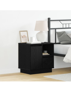 Armadio da Notte con cassetto Rovere Nero 50 x 34,5 x 50 cm.