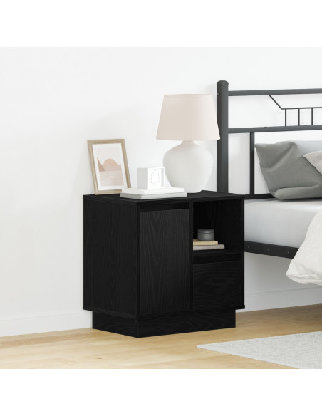 Armadio da Notte con cassetto Rovere Nero 50 x 34,5 x 50 cm.