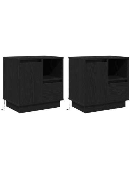 Armadio da Notte 2 pcs Rovere Nero 50 x 34,5 x 50 cm.