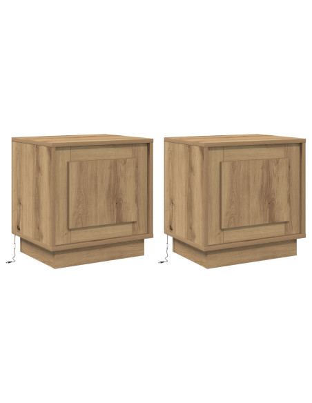 Comodini  con luci LED 2 pcs Rovere artigianale 44x34,5x45 cm