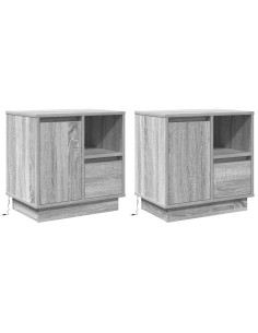 Armadio da Notte con cassetto 2 pcs Grigio 50 x 34,5 x 50 cm.
