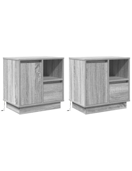 Armadio da Notte con cassetto 2 pcs Grigio 50 x 34,5 x 50 cm.