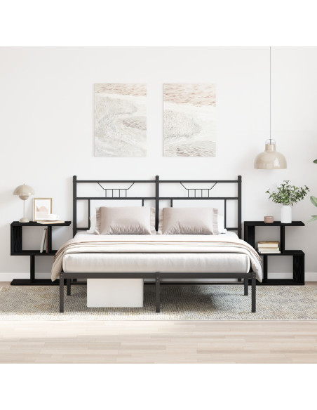 Comodino 2 pezzi Rovere Nero 50x30x51,5 cm Legno ingegnerizzato