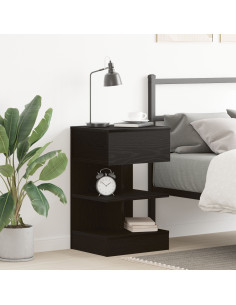 Armadio da Notte Rovere Nero 40 x 35 x 65 cm Legno multistrato