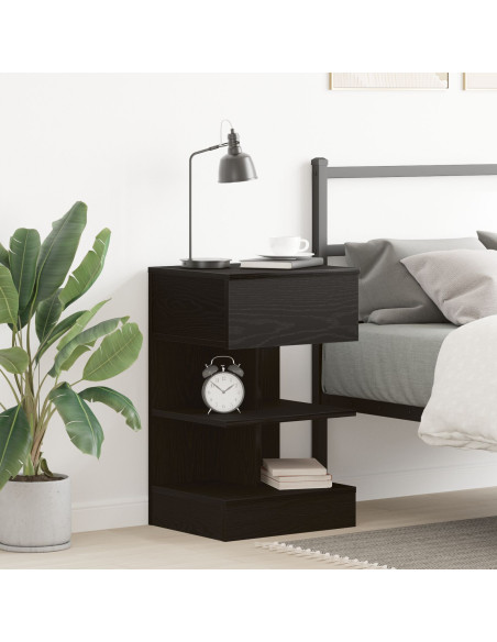 Comodino  Nero Rovere 40x35x65 cm Legno ingegnerizzato