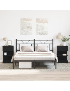 Armadio da Notte con cassetto 2 pcs Rovere Nero 40 x 35 x 65 cm