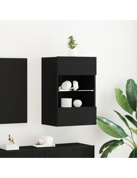 Mobile TV LED  Nero Rovere 40x30x60,5cm in Legno ingegnerizzato