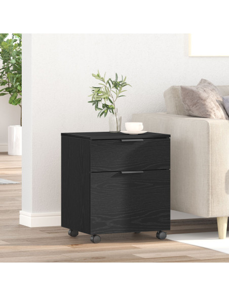 Armadio Mobile con Ruote  Nero Rovere 45x38x54 cm