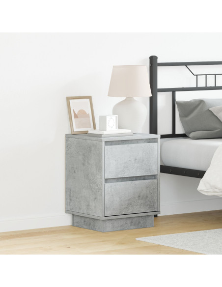 Comodino  con luci LED grigio cemento 39x34.5x50 cm