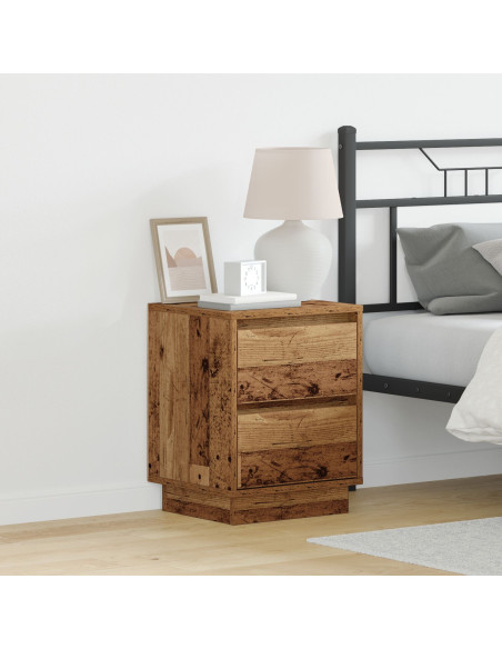 Comodino  con luci LED Legno Vecchio 39x34.5x50 cm