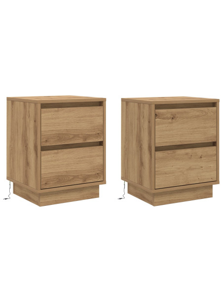 Comodini  con luci LED 2 pz Rovere Artigianale 39x34.5x50 cm