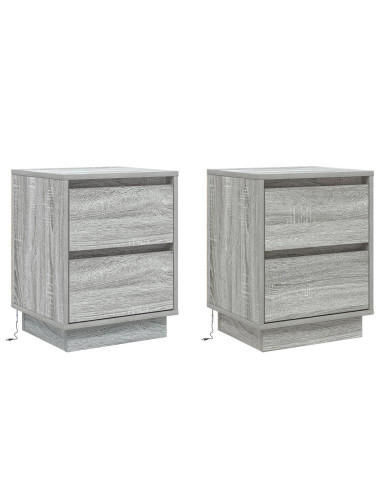 Armadio da Notte con cassetto 2 pcs Grigio 39 x 34,5 x 50 cm