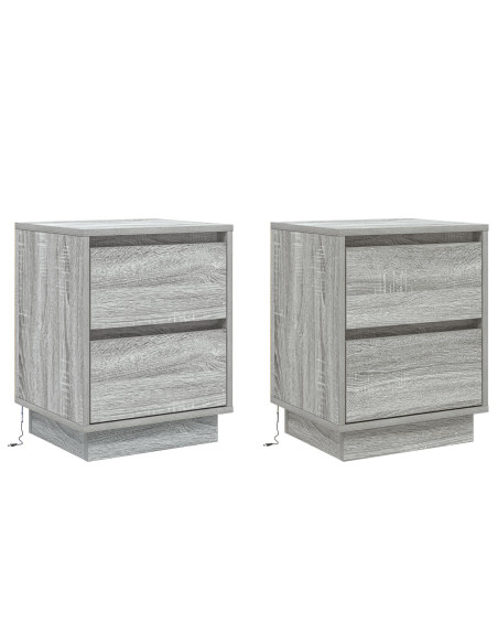 Armadio da Notte con cassetto 2 pcs Grigio 39 x 34,5 x 50 cm