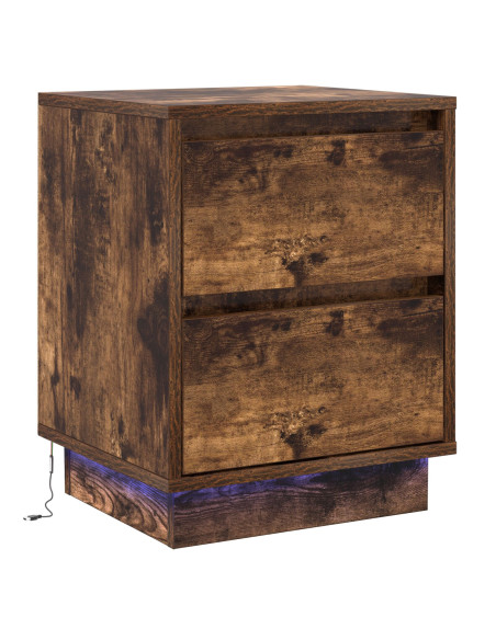 Comodino  con luci LED Rovere Affumicato 39x34.5x50 cm