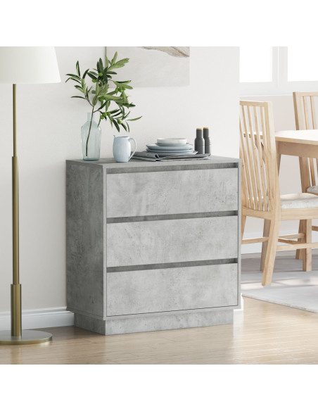 Comodino  con LED Grigio cemento 71x34,5x75 cm Legno ingegnerizzato