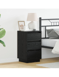 Armadio da Notte con cassetto Rovere Nero 39 x 34,5 x 65 cm