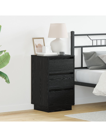 Comodino  con LED rovere nero 39x34.5x65 cm in legno ingegnerizzato