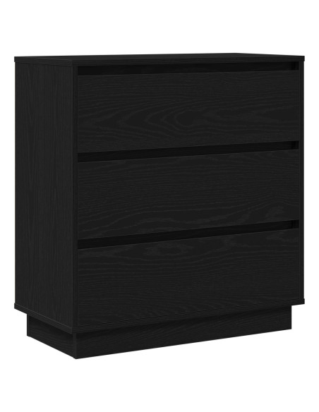 comodino  con LED a rovere nero 71x34,5x75 cm in legno ingegnerizzato