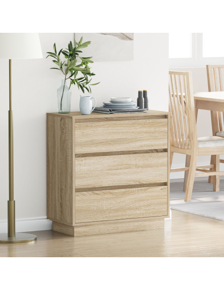 Comodino con LED Rovere Sonoma 71x34,5x75 cm Legno Ingegnerizzato