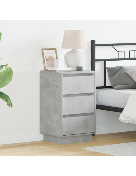 Comodino  con illuminazione LED Grigio cemento 39x34,5x65 cm Legno ingegnerizzato