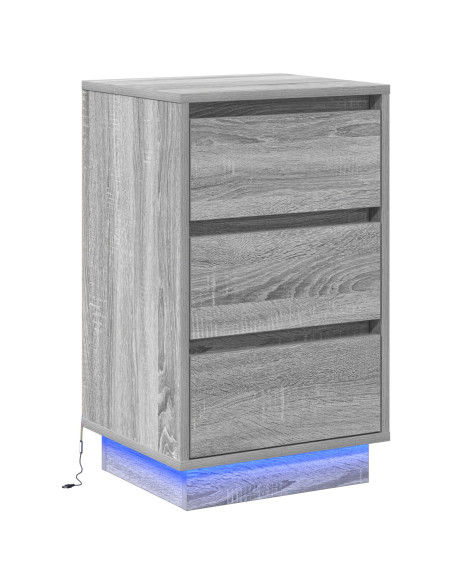 Mobile Notte con LED Grigio Sonoma 39x34.5x65 cm Legno ingegnerizzato