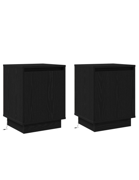 Armadio da Notte 2 pcs Rovere Nero 39 x 34,5 x 50 cm