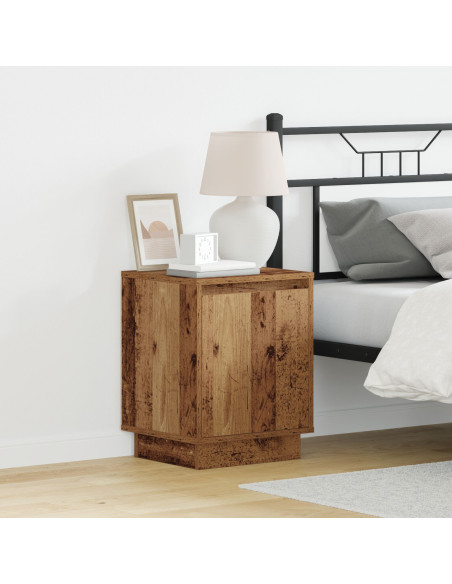 Comodino con luci LED Legno Invecchiato 39x34.5x50 cm
