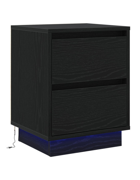 Comodino  con luci LED nere 39x34.5x50 cm