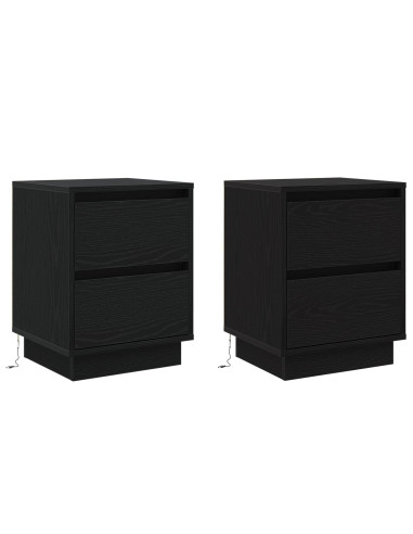Armadio da Notte 2 pcs Rovere Nero 39 x 34,5 x 50 cm